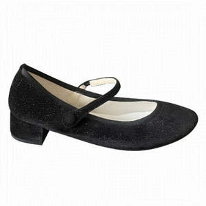 Repetto Rose Black Velvet Mary Janes w/ Silver Sparkle Low Heels - 35/5, BNIB